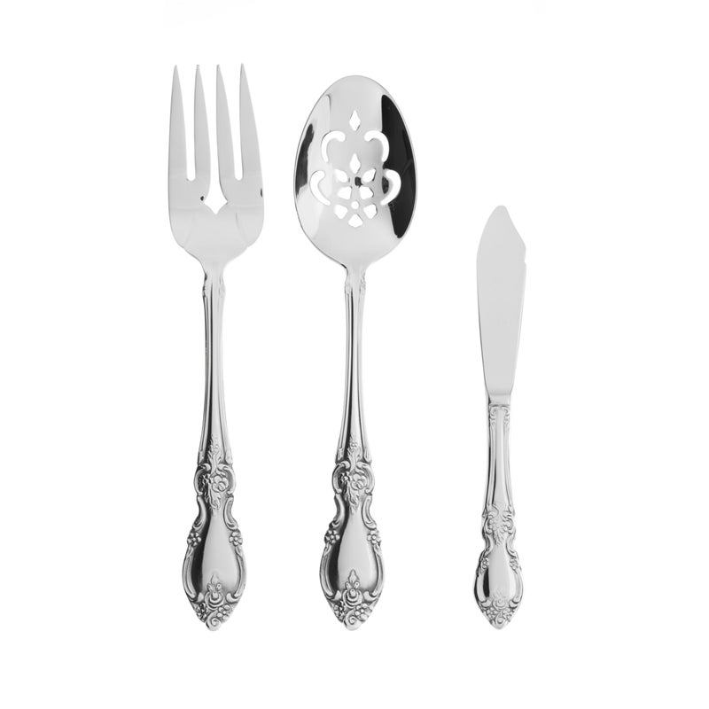 Oneida Silverware Serving Utensils Set of 6, Louisiana 6-Piece Fine Flatware Serveware Set, Serving Spoons Fork Ladel & Spreader, 18/8 Stainless Steel, Mirror Finish, Dishwasher Safe (Silver 6 Pieces) - Image 2